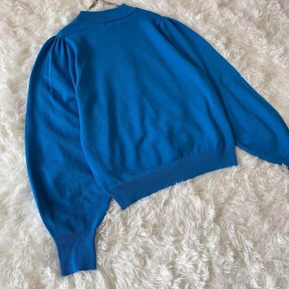 Linock Knit Sweater with Volume Sleeves Size M Light Blue - Picture 6 of 7